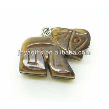 High Quality Natural Tiger Eye Elephant Pendant Semi Precious Stone Pendant